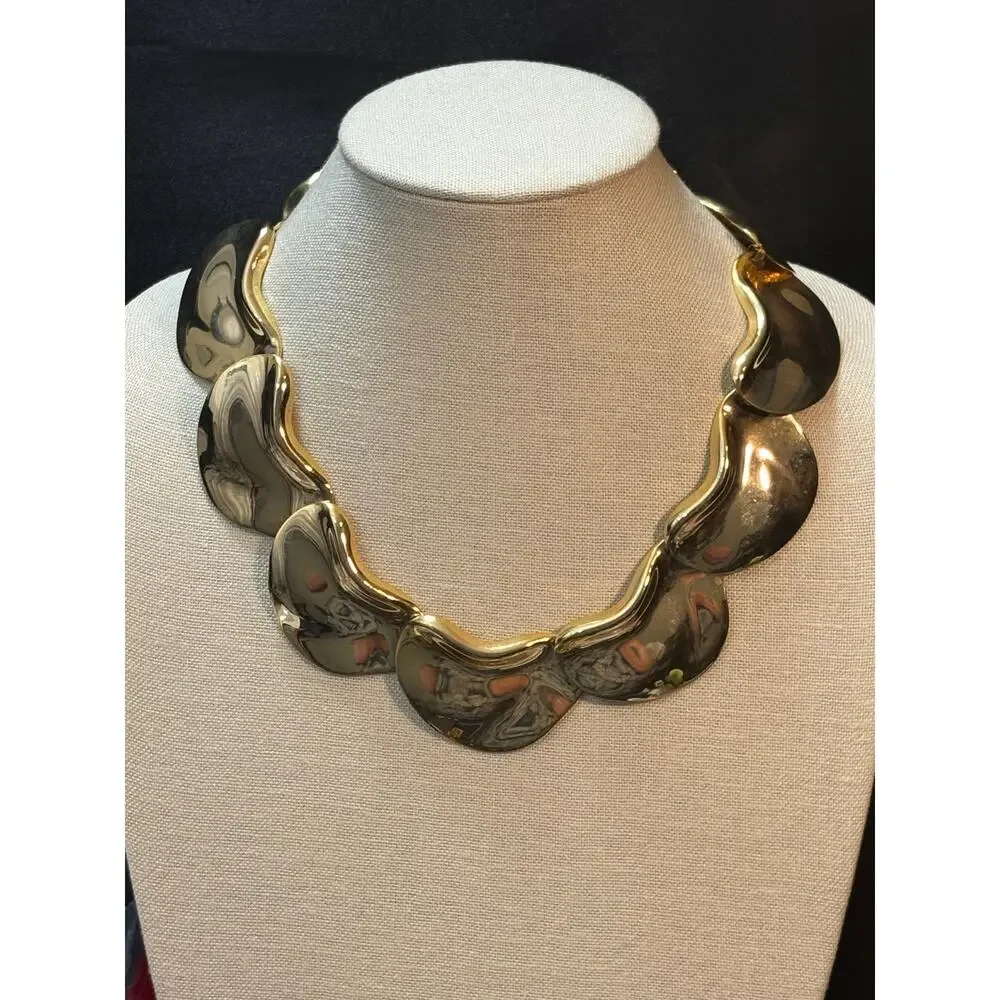 Vintage Runway Gold Tone Statement Necklace 152g 16.5”